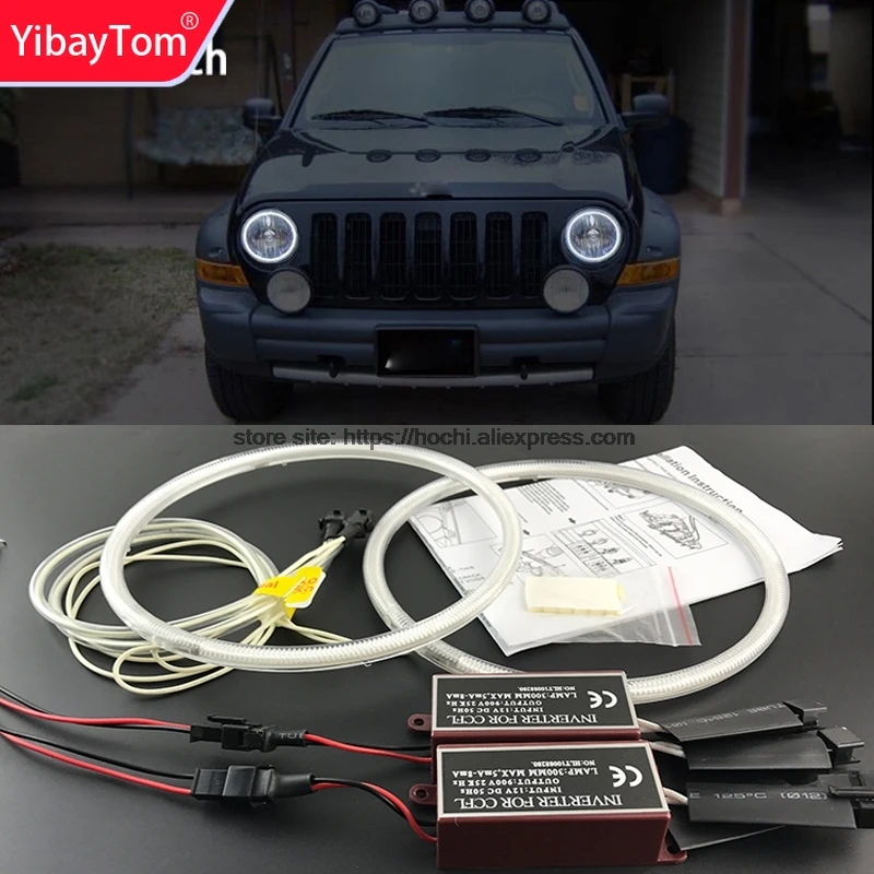 Комплект белых фар YibayTom ccfl с ангельскими глазами, 6000k, ccfl, кольца с ореолом для Jeep Liberty KJ 2000 2001 2002 2003 2004 2005 2006 2007