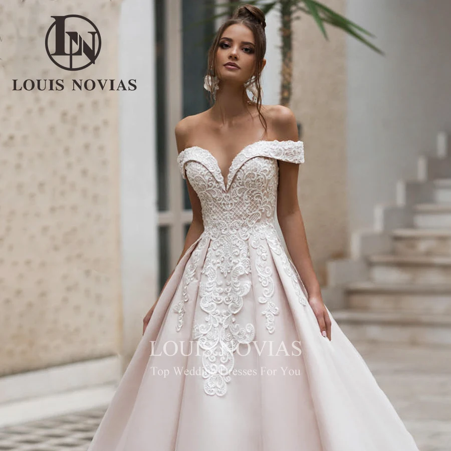 LOUIS NOVIAS Elegante Brautkleider Für Frauen Hohe Qualität Perlen Perlen Blumen Lace Up Prinzessin Brautkleid Vestidos De Novia