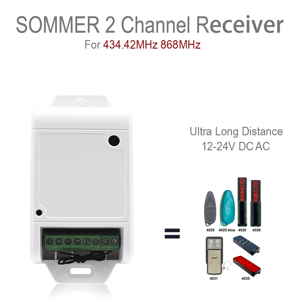 

868MHz Garage Door Receiver Compatible With SOMMER 4020 TX03-868-4 4025 4026 4031 4035 868mhz Gate Remote Control Keyfob