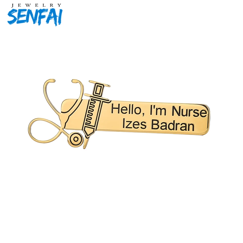 Senfai Custom Stethoscope Stainless Steel Brooch for Nurse Doctor Jewelry Medical Pin Denim Jackets Collar Badge Pins Button