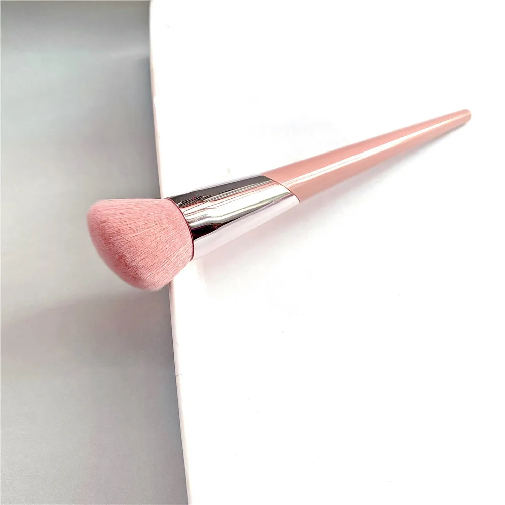 Kabuki-Buff Foundation Makeup Brush 115 - Pink Round-Angled Base Foundation Contour Shaping Brush Cosmetics Tools