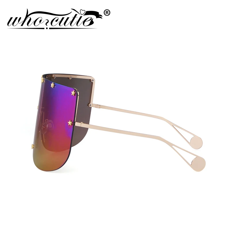 Women Oversized Goggles Sunglasses 2025 Brand Designer Female Mirror Coating Visor Mask Sun Glasses One Piece Shield Shades S008