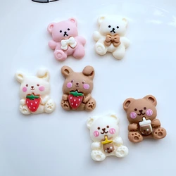Nouveau dessin animé mignon Mini ours résine Figurine artisanat Flatback Cabochon ornement bijoux fabrication d'accessoires de coiffure 12 pièces