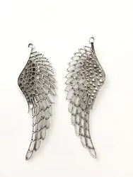 2pcs/Lot 108x38mm Hollow Wings Charms Antique Silver Color Pendants for DIY Jewelry Making Charm