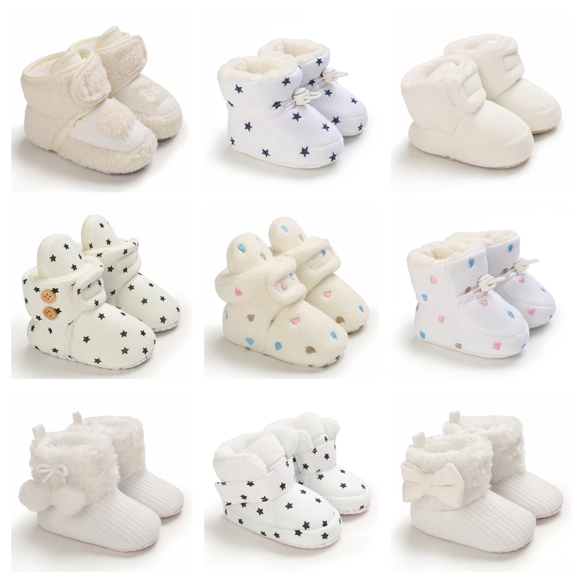 Newborn Baby Socks Shoes Boy Girl Star Toddler First Walkers Booties Cotton Comfort Soft Anti-slip Warm Infant Crib Shoes