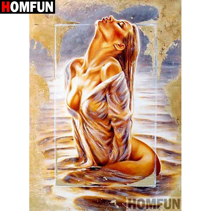

HOMFUN Square/Round Drill 5D DIY Diamond Painting "Woman oil painting nude" Embroidery Cross Stitch Full Rhinestone Decor A27742