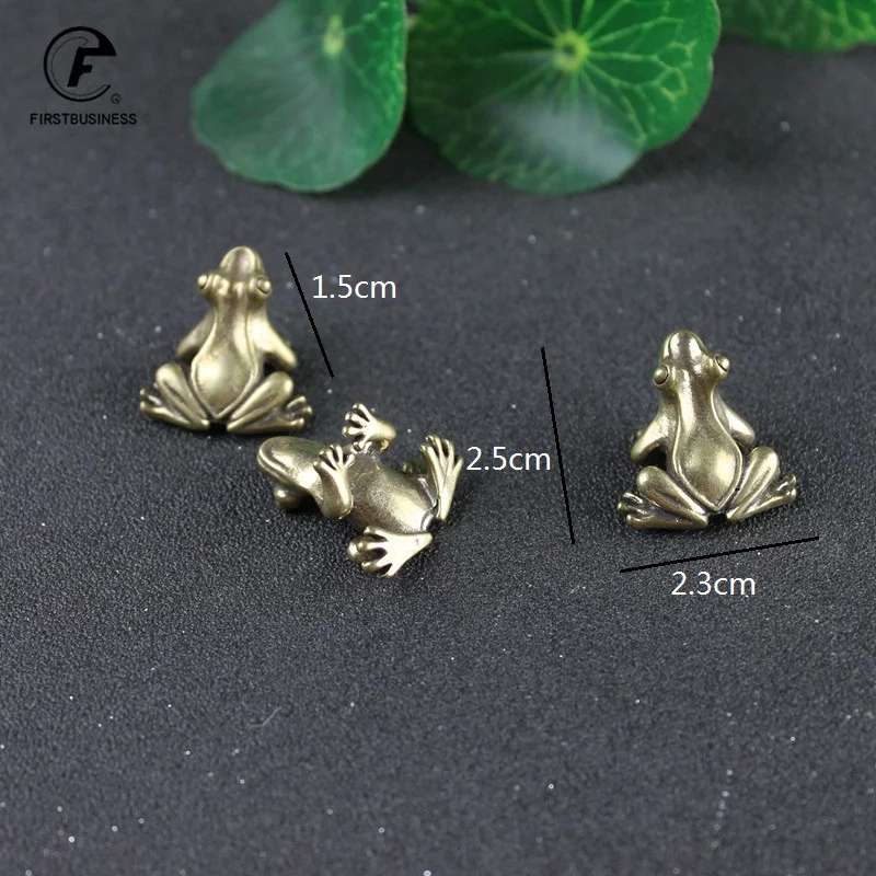 Brass Small Frog Miniatures Figurines Vintage Handmade Copper Animal Ornaments Home Decor Christmas Decoration Kawaii Gifts