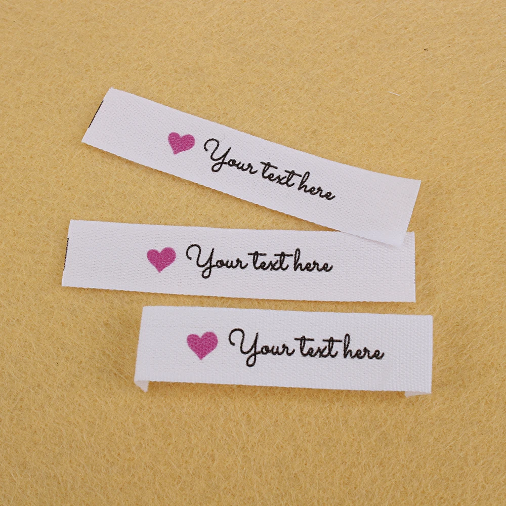 Custom Sewing Labels, Personalized Clothing Tags, Logo, Heart, Customized with Your Name, 100% Cotton, Printing (MD5023)