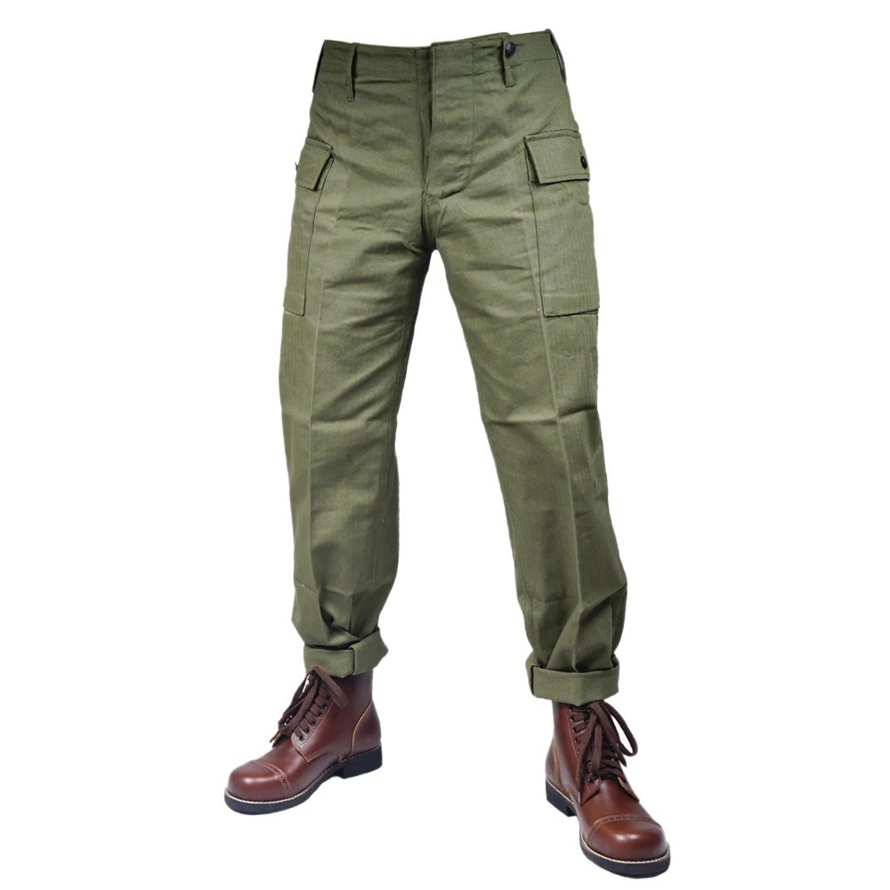 Pantalones de uniforme del Cuerpo de Marines del Ejército de los EE. UU., pantalones de Exteriores, pantalones de uniforme HBT, verde, WWII WW2