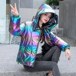 2023 New Women's Parkas Winter Jackets Hooded Glossy Loose Woman Coat Thick Cotton Padded Jacket Parka Casual Overcoat Outwear