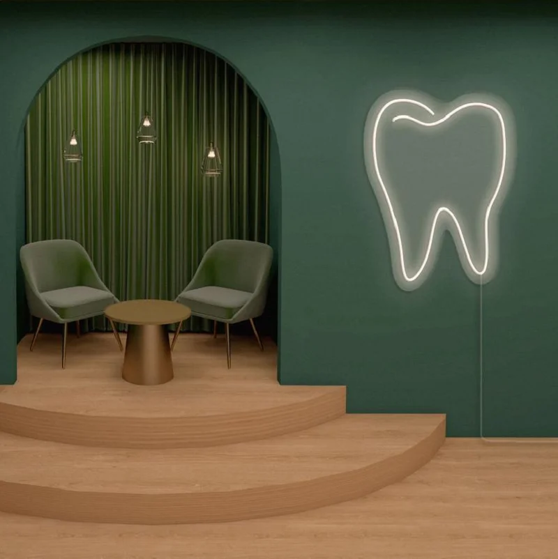 Custom Tooth Neon Sign Light LED Window Wall Door Hanging Flex Transparent Acrylic Decoration Outdoor for Sale Shop Obvious