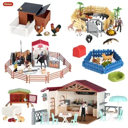 Oenux Farm Model Simulation Rider Coffee House Horse Stable Action Figures Animals Playset Figurine Early Education Kid Toy Gift