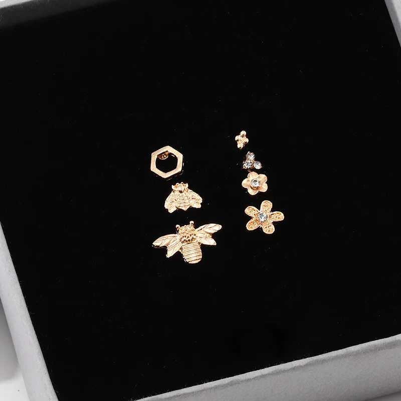 2020 Wholesale 7pcs/Set European and American Jewelry New Fashion Alloy Bee Flower Earrings