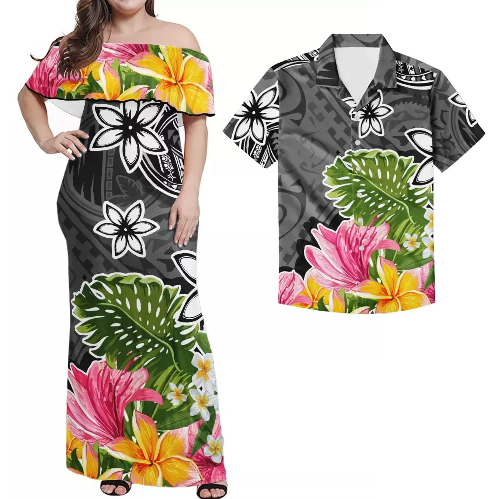 

HYCOOL Club Sexy Off Shoulder Tube Dress Fall Women Hawaii Floral Bodycon Sundress Strapless Polynesian Tribal Robe Femme