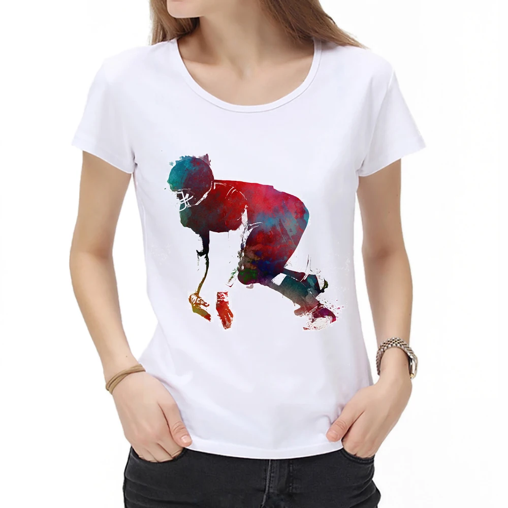 New Summer women Fashion Rugby sport Classic O-Neck Tshirt Vintage Corlorful Style Rugby Cool Tees Tops