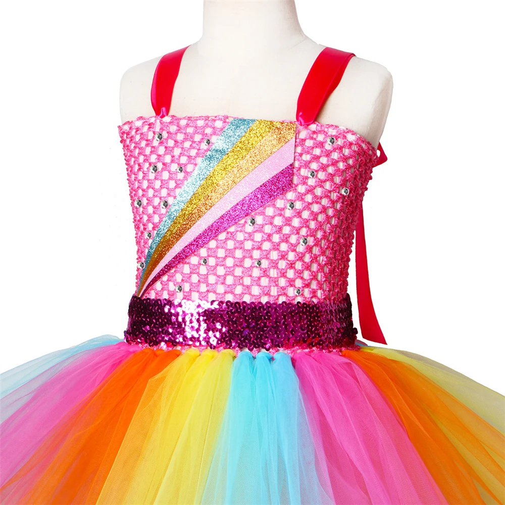 Rainbow Jojo Siwa Kostuum Meisjes Boog Tutu Jurk Verjaardag Party Outfit Prinses Meisje Carnaval Halloween Kostuums Voor Kids Kleding