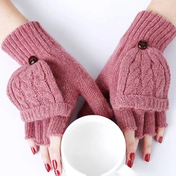 Gants mignons en cachemire pour hommes et femmes, tricot flocon de neige cerf, écriture d'hiver, cyclisme en plein air, chaud, rabattable, mitaines de conduite, A62