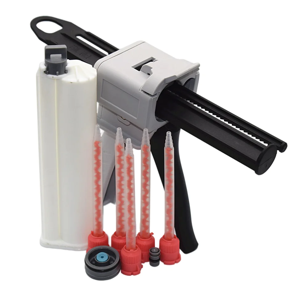 

75ml 10:1 Caulking Gun AB Epoxy Glue Gun Dispenser with 75ml 10:1 Empty Dual-Barrel Cartridge and 5pc 10:1 Static Mixing Nozzle