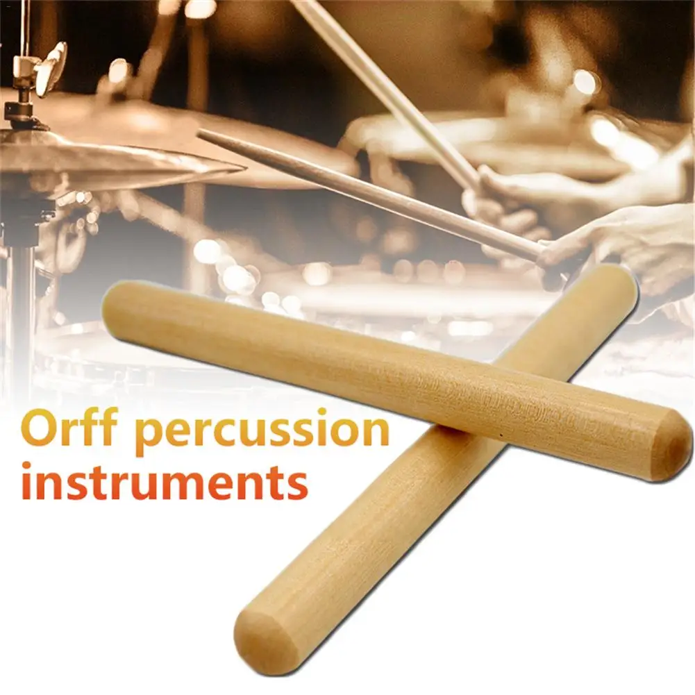 2 Pairs Classical Solid Hardwood Claves Percussion Instrument 8 Inch Rhythm Sticks with a Carry Bag