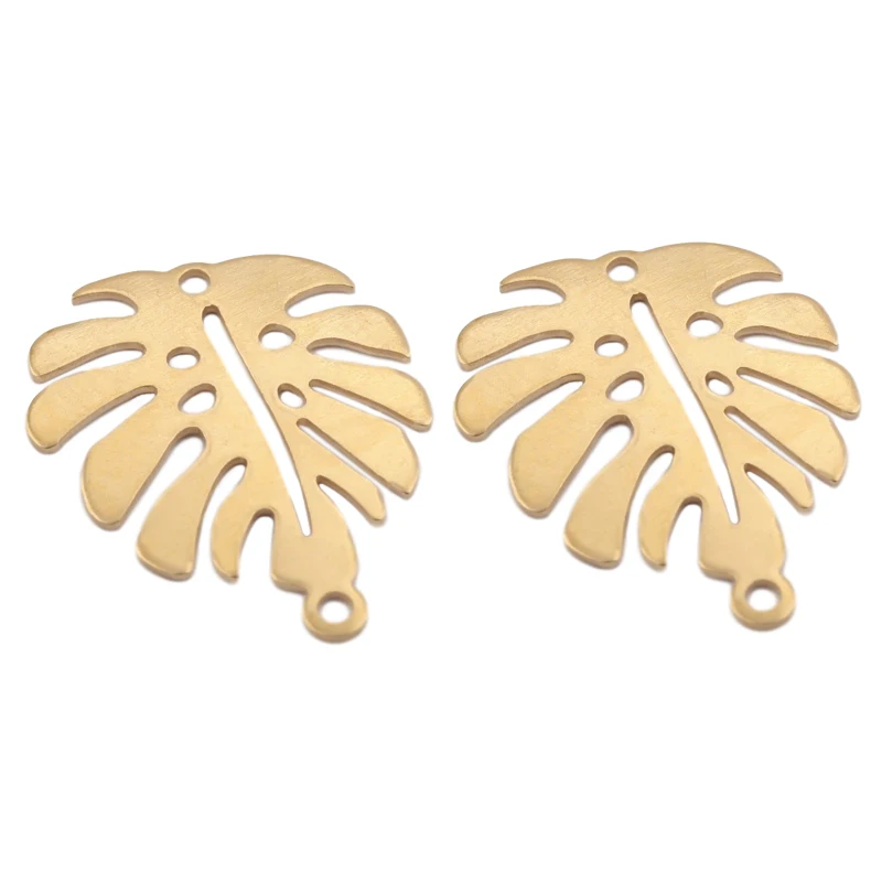 10 Pcs Baku Kuningan Monstera Daun Anting-Anting Konektor Tropical Palm Tree Daun Pesona Link DIY untuk Kalung Gelang Perhiasan Membuat