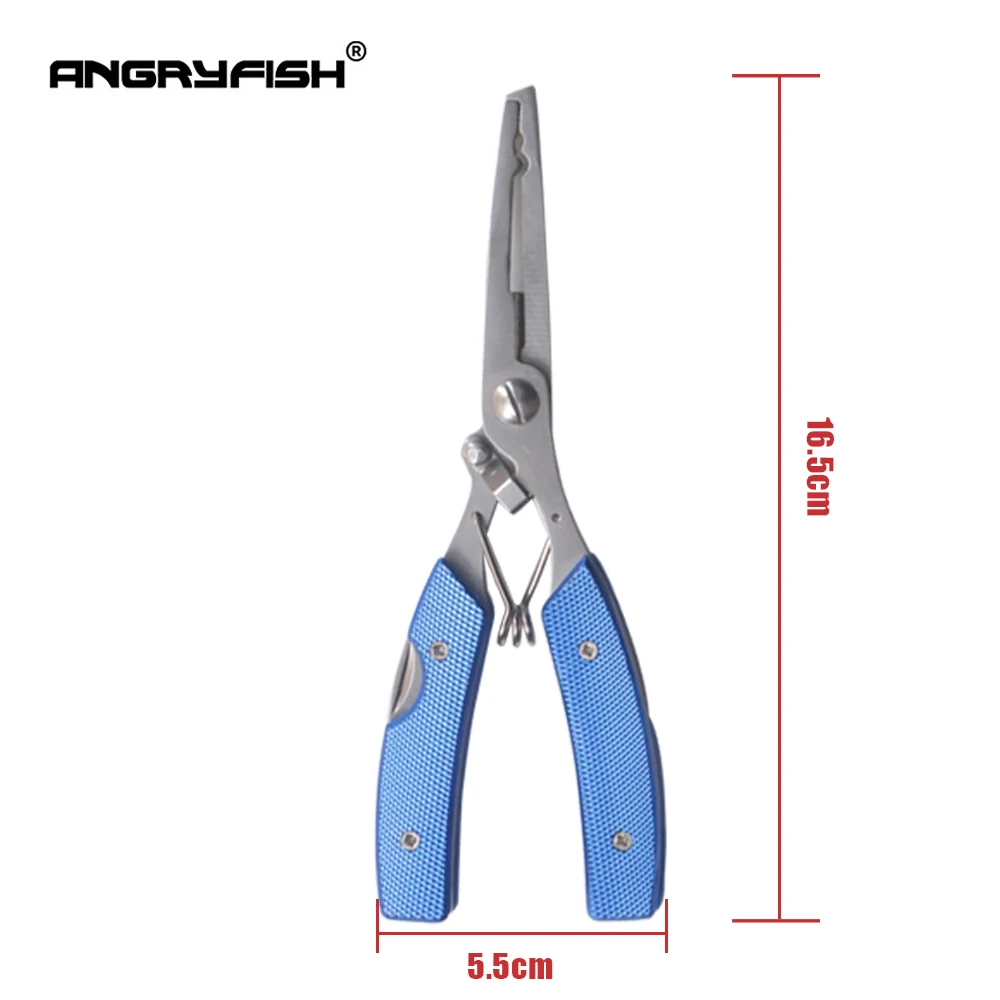 ANGRYFISH Hot Sale Fishing Tools Aluminum Hand Fishing Gear Cut Line Hook Lure Bait Scissors Fishing Plier L4 Blue