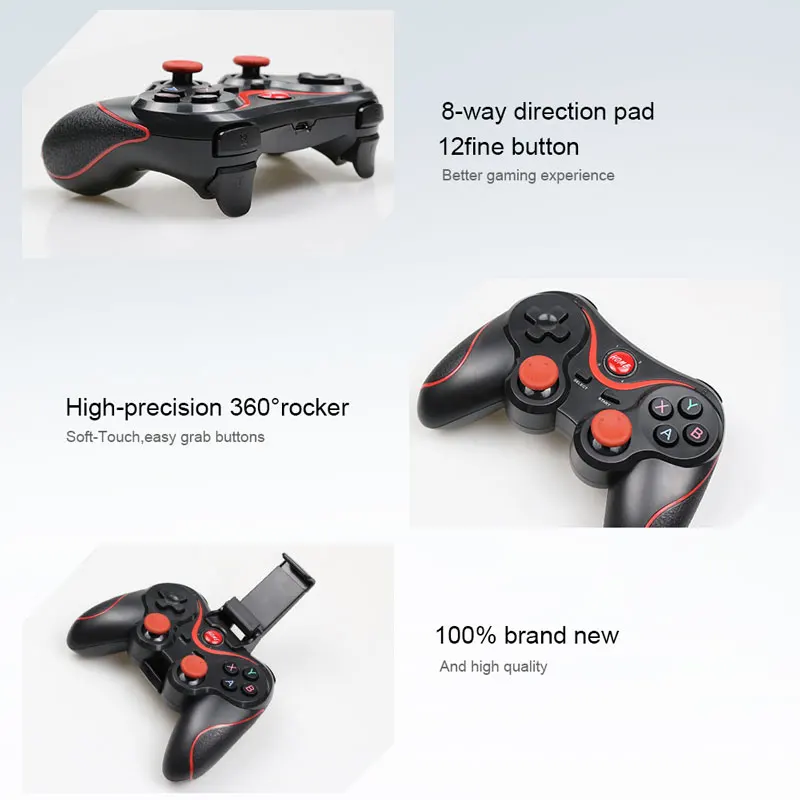 X3/T3 Wireless Gamepad Wireless Joystick Game Controller bluetooth BT3.0 Joystick For IOS Andriod Phone PC Tablet TV Box Holder