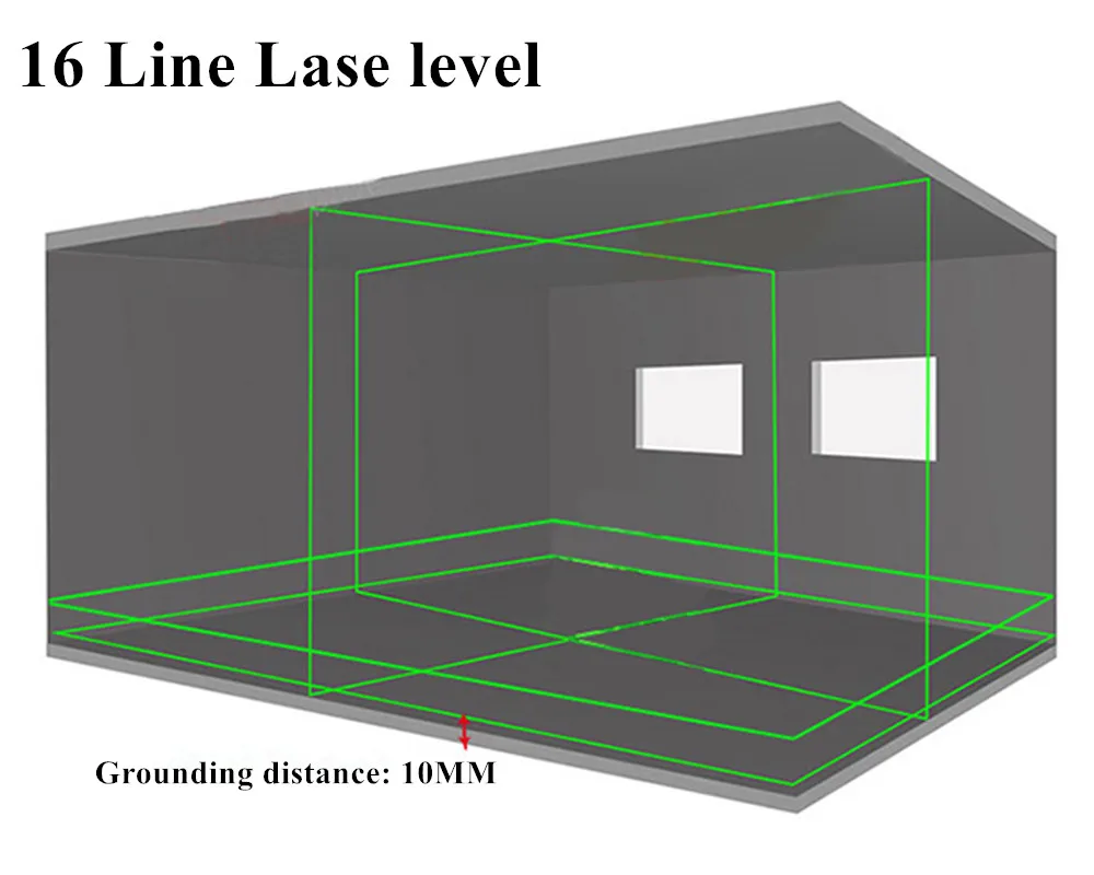 2pcs Battery Fukuda Professional 16 Line 4D laser level Sharp green 515NM Beam 360 Vertical And Horizontal Self-leveling Cross