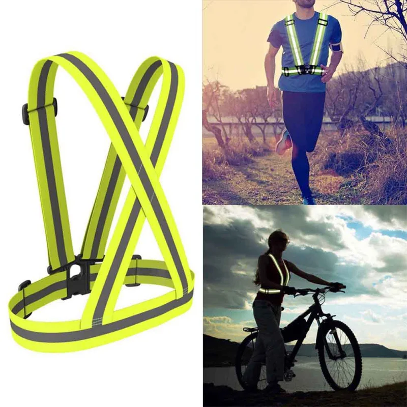 

Highlight Reflective Straps Vest Night Running Riding Clothing Adjustable Safety Jacket Vest Elastic Band For Adults