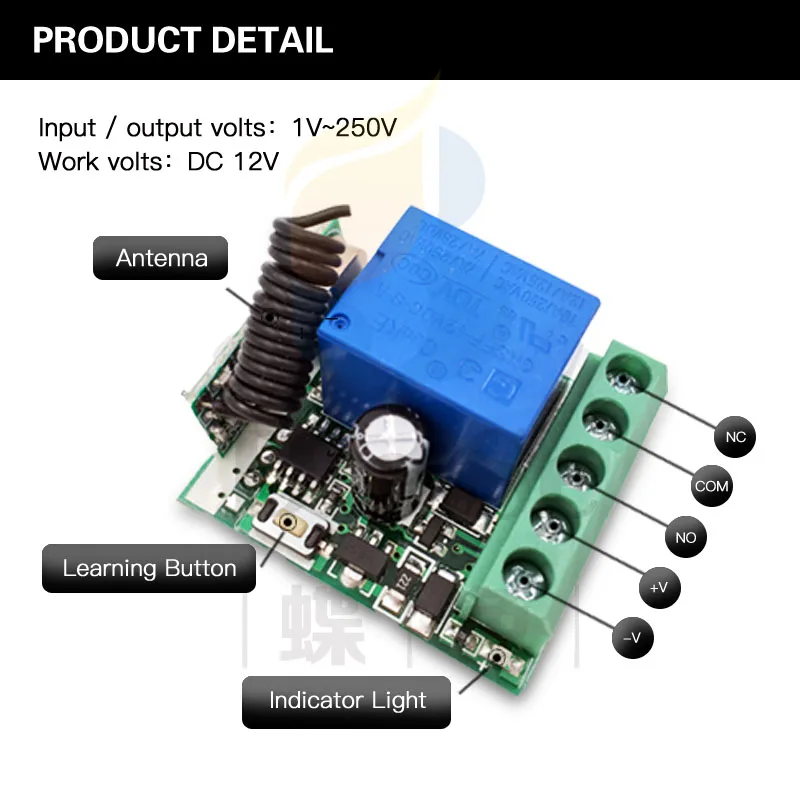 433MHz uniwersalny pilot DC 12V 1CH rf przekaźnik odbiornik i nadajnik do uniwersalnego sterowania oświetleniem i zdalnego sterowania żarówką