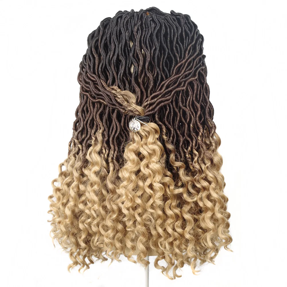 Sallyhair Krullend Faux Locs Synthetische 12 Strands/Pack 20Inch Ombre Vlechten Haar Paars Losse End Gehaakte Vlechten Haar extension