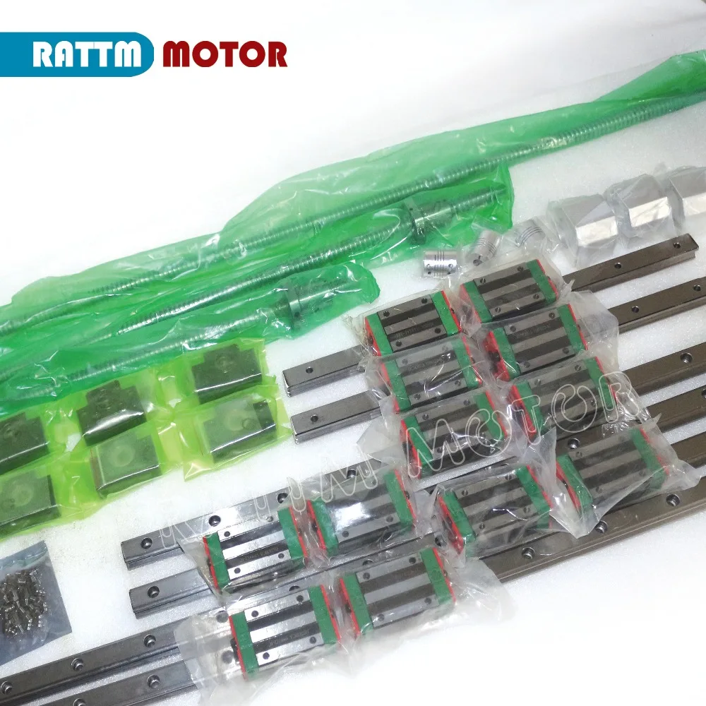 Image of Quadratische Linearführungen Schienen-CNC-Kit 6 Stück 400 1000 1500 mm & 3 Stück Kugelumlaufspindel SFU2005 + Mutter & 3 Satz BK/B15 & Kupplungen
