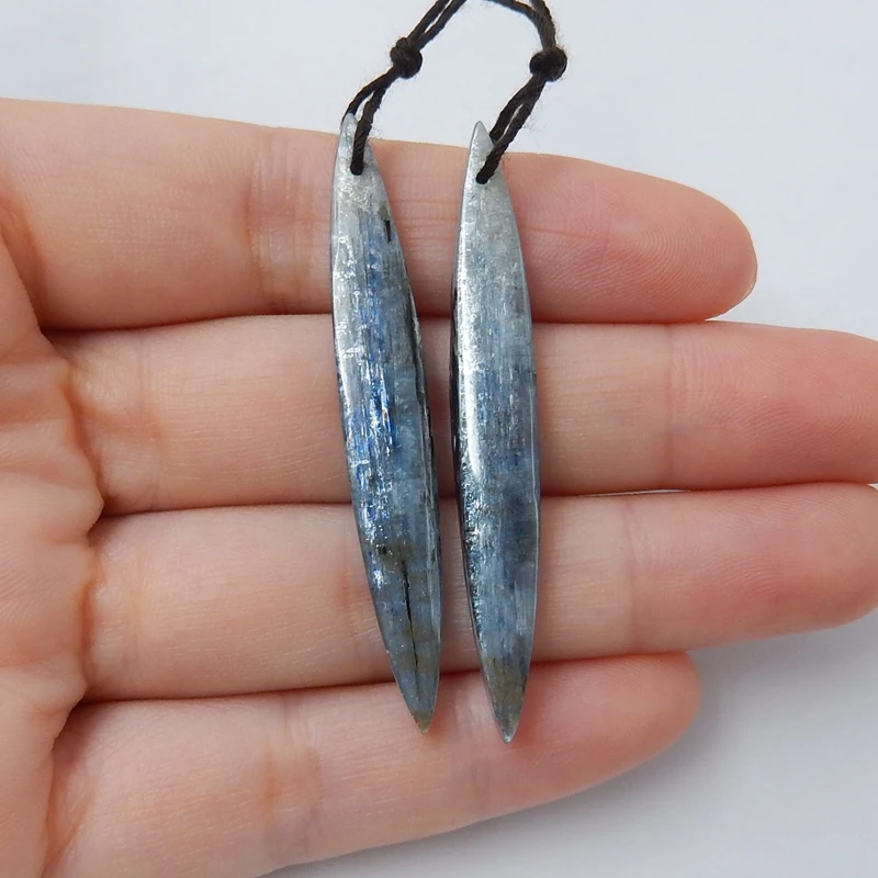 Natural Stone Blue Kyanite Earrings Beads,Semiprecious Fashion Jewelry Accessories For Women 51x7x4mm 7.1g