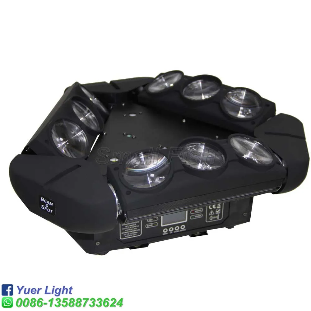 2Pcs 9X10W RGBW 4IN1 LED Moving Head Spider Light 15/45 CH DMX Stage Light Strobe Effect Dj Light 180MW RG Colors Laser Light