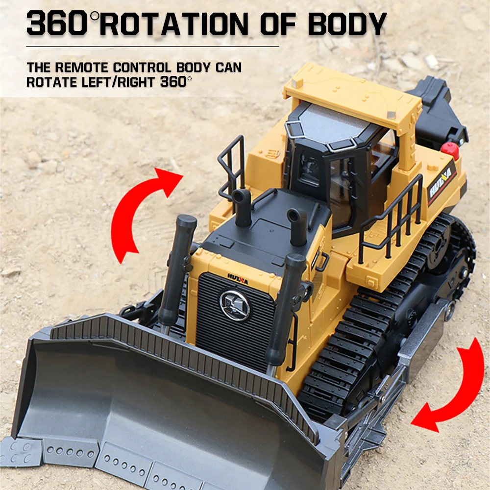 1:16 RC Car Toys HUINA RC Truck Remote Controlled Bulldozer Alloy Tractor Engineering Vehicle Car Model Toys for Boys Kids Gifts