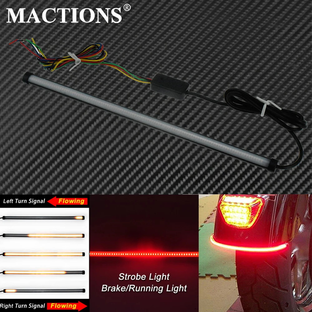 

Motorcycle Universal 290mm/450mm Rear Flexible Switchback Flowing Turn Signal Brake Tail LED Red& Amber Light For BMW F650CS ABS