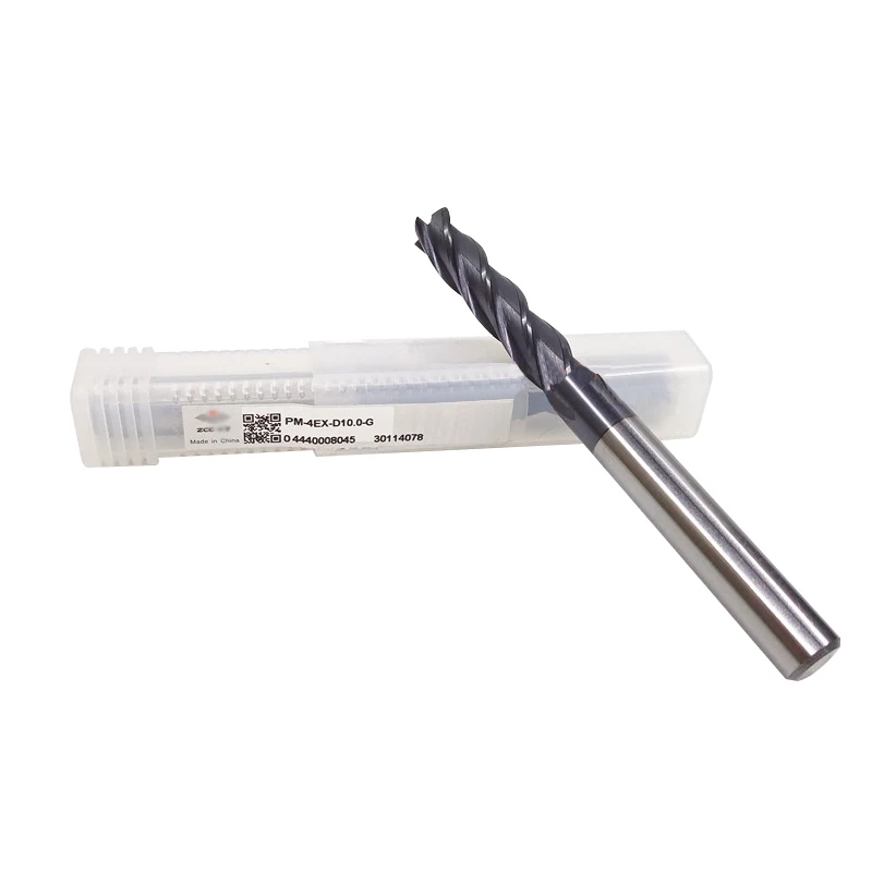 

1 шт. ZCC концевые фрезы 10 мм PM-4EX-D10.0-G PM 4-флейтные концевые фрезы с прямым хвостовиком и удлиненной режущей кромкой