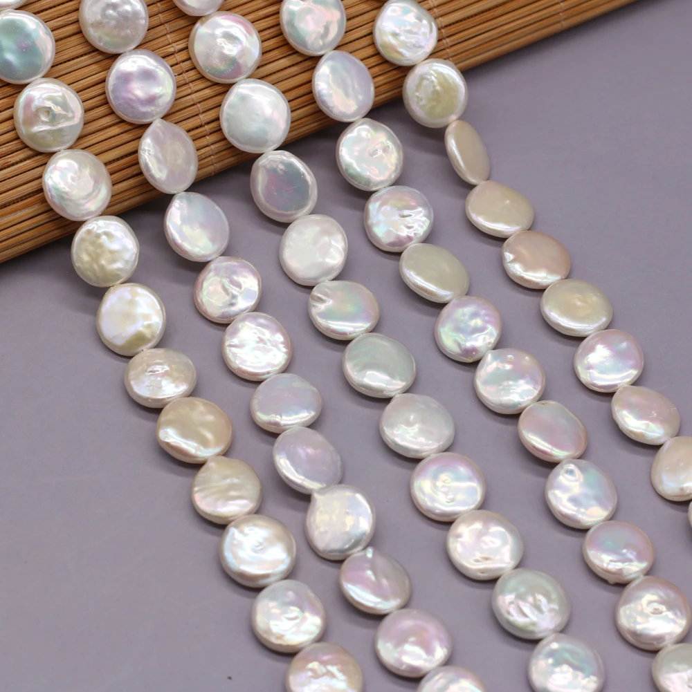 Natural Freshwater Pearl Beads Irregular White Button Shape Loose Beaded For Jewelry Making DIY Bracelet Necklace Accessories