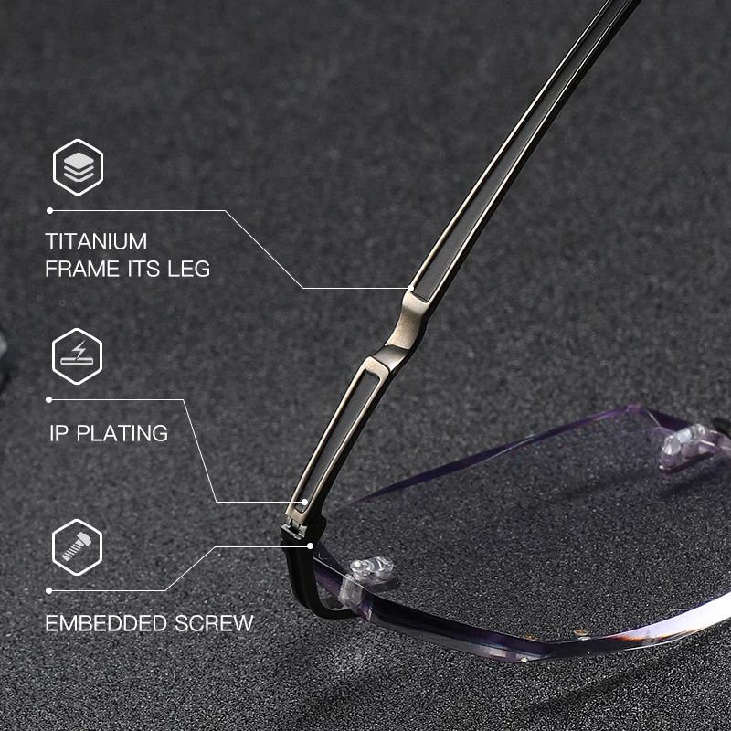 ZIROSAT 9133 Pure Titanium Rimless Men Eyeglasses Frame Fashion Brand Designer Myopia Clear Optical Prescription Eyewear Frame