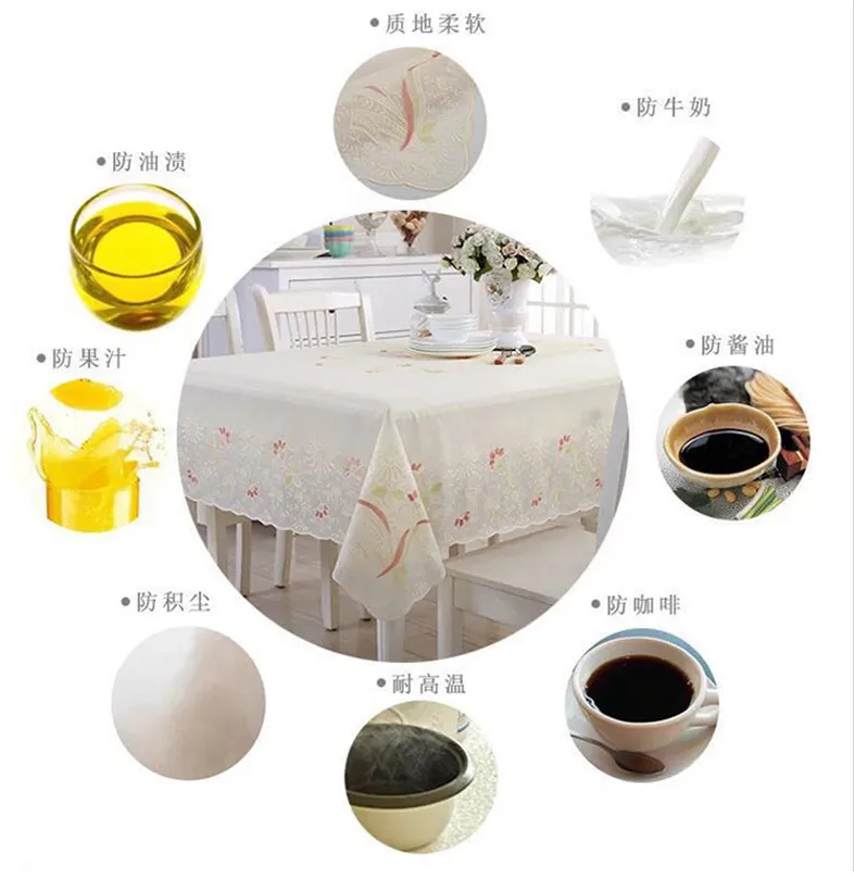 Tablecloth Garden Waterproof Anti-scald Oil-proof Plastic Rectangular Pvc Tablecloth Coffee Table Tablecloth Round Table Simple