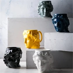 400ML Apollo sculpture Ceramics Mugs with Spoon coffee mug Milk Tea office Cups Drinkware the Best birthday Gift