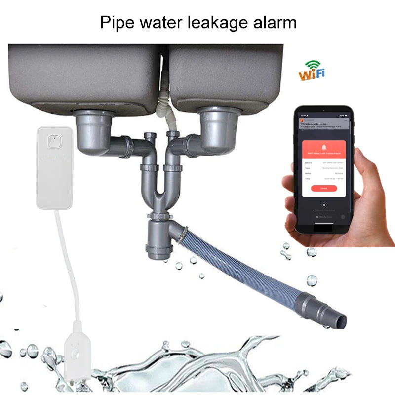 Tuya Smart Home smart life water leakage Alarm WIFI Water Leak Sensor Flood Detector Alert Overflow Security Alarm System