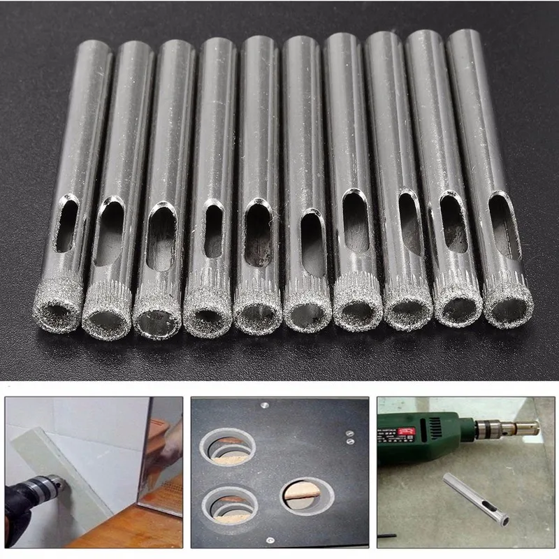 10Pcs Diamond Holesaw 7mm Drill Bits Drilling Tool Hole Saw Ceramic Tile Glass Slate Porcelain Marble For Power Drill