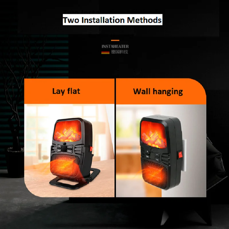 Ventilatore elettrico portatile da 500W Mini ventilatore ventilatore riscaldatore d'aria con telecomando stufa a parete da giardino Radiato scaldino calefattore