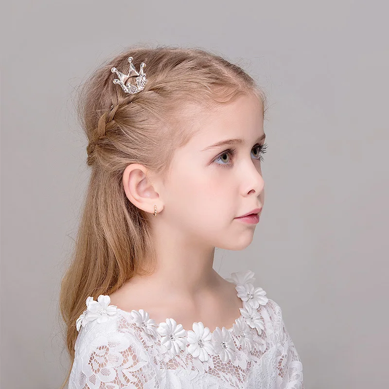 Morkopela Girls Small Rhinestone Tiara Hair Comb Cute Kids Mnini Crown Hair Clip Accessories Gift For Childeren Jewelry