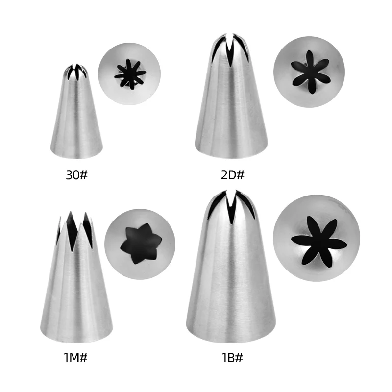

Free Shipping 4pcs Stainless Steel 18/8 Cake Decoraiton Icing Tips Set MRF0010