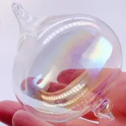 5 Pieces x DIY Paintable Home Wedding Christmas Decoration Ornament 80mm Glass Iridescent Hooked Onion