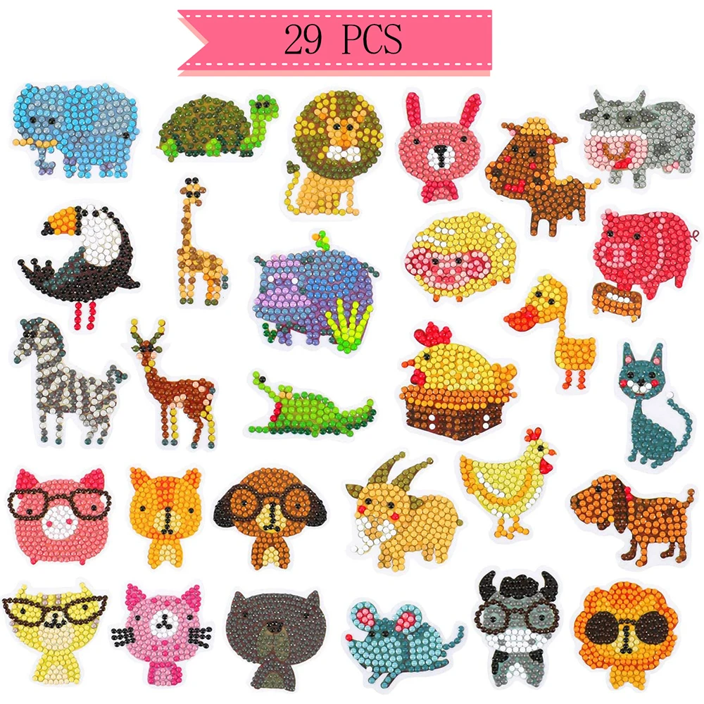 

DIY Mini Animals Diamond Embroidery Sticker, Princess Diamond Painting for Childrenound Diamond Sticker for Cup Book Decoration