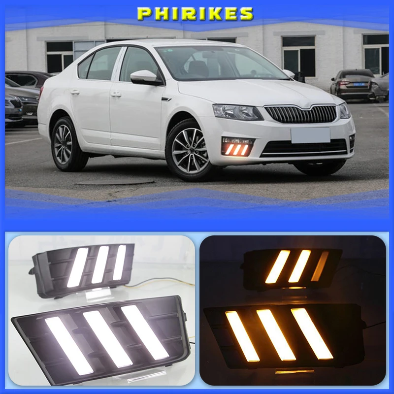 

1 set LED DRL Daytime driving Running Lights Daylight cover hole free shipping for Skoda Octavia RS A7 2016 2017