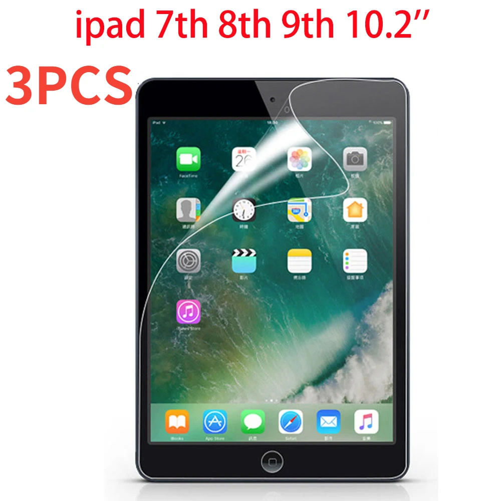 

3PCS PET Soft Film For Apple iPad 10.2 7 8 9th Gen Screen Protector Protective Film A2603 A2604 A2428 A2429 A2270 A2200 A2198