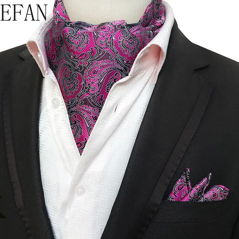 

Luxury Men's Vintage 100% Silk Ascot Cravat Tie & Handkerchief Paisley Letters Set Pocket Square Tie Sets Wedding Party Necktie